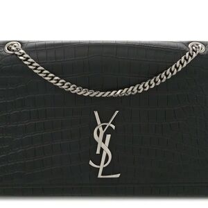 Fashion Black Croc-Embossed Monogram Chain Bag (Read Description)